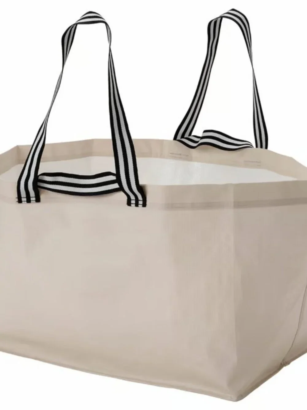 Set of 2 IKEA GÖRSNYGG Large Shopping Bag Tote Beige with Striped Handle (19Gal)